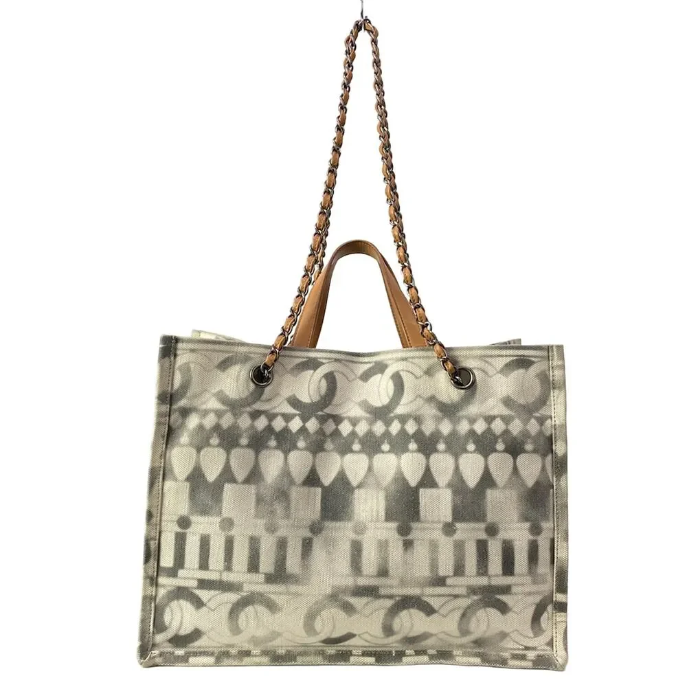 Chanel Coco Perfume Print Chain Tote / Small Shopping Bag Tote Bag A91745 Cream